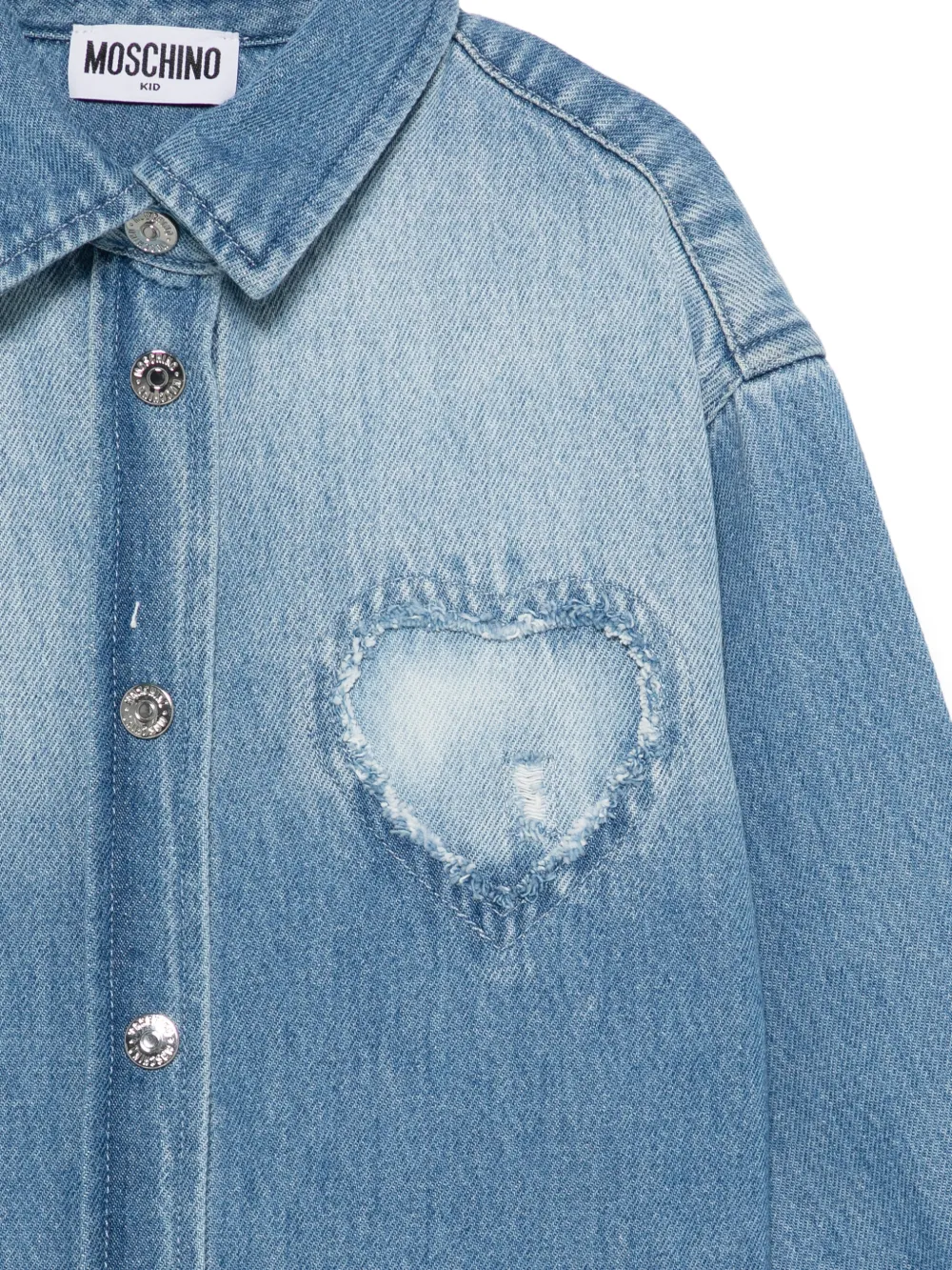 Moschino Kids Spijkershirt verfraaid met hart Blauw