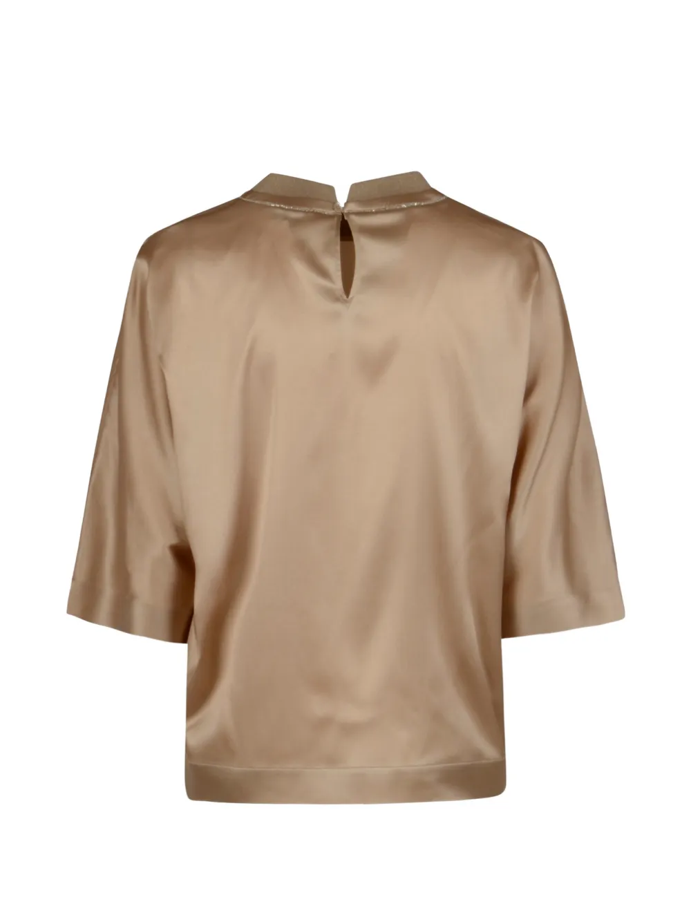 Peserico Blouse met kraag met kralen Beige