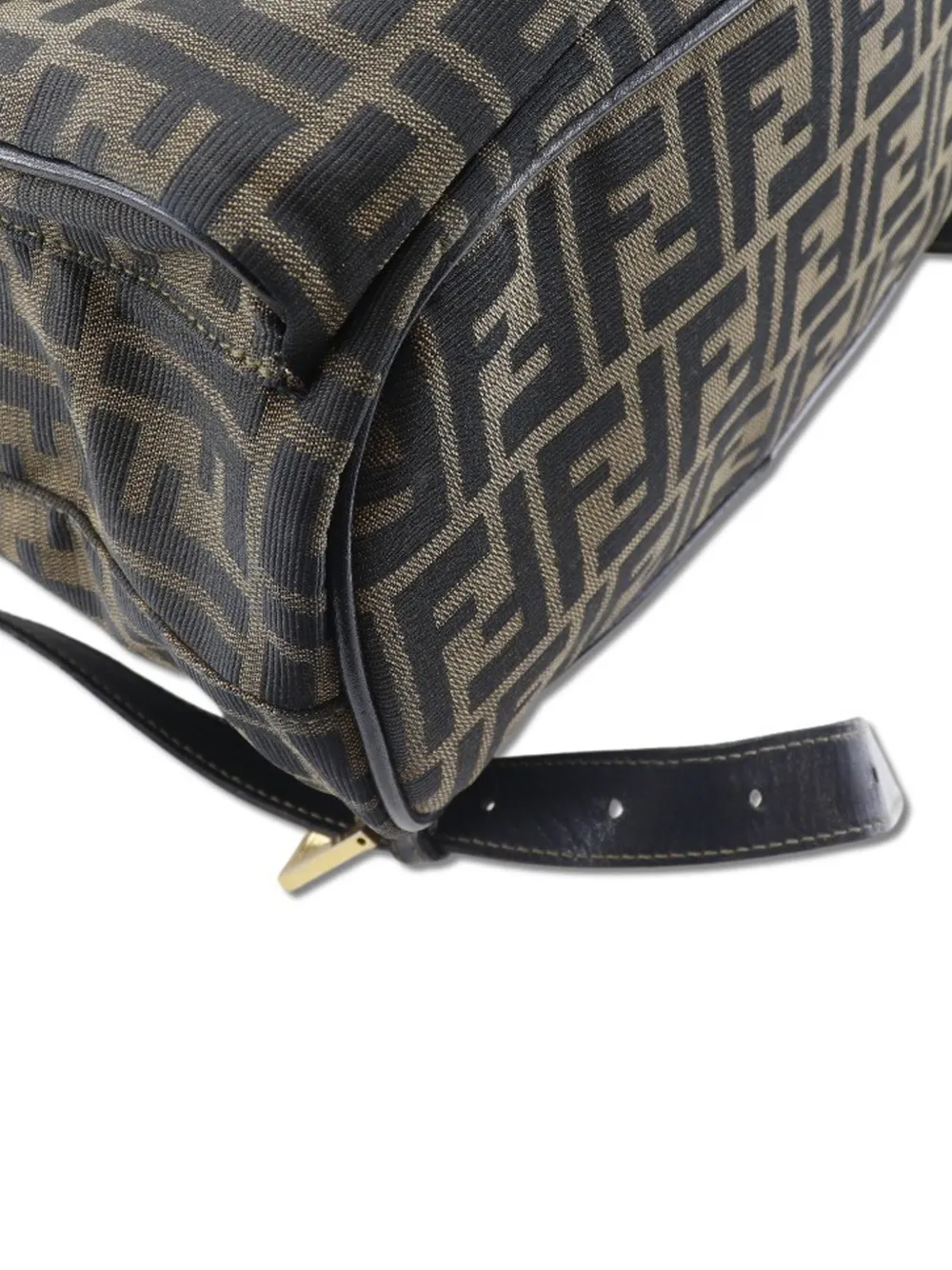  Fendi Pre-owned 20th Century Leather Trimmed Zucca Canvas Drawstring Backpack - Brown 