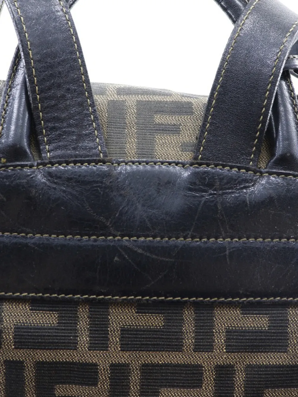 20th Century Leather Trimmed Zucca Canvas Drawstring Backpack