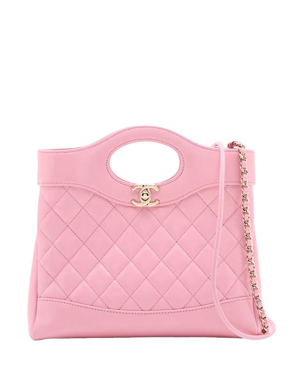 CHANEL Pre-Owned 2021-2025 Mini Shiny Lambskin 31 Shopping Bag satchel - Rosa