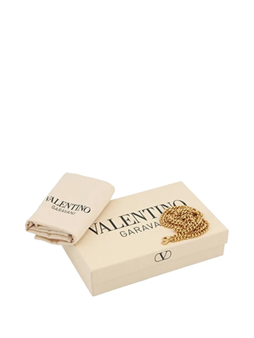  Valentino Garavani Pre-owned 2021-2026 Grainy Calfskin Vlogo Signature Wallet With Chain Satchel - Black 