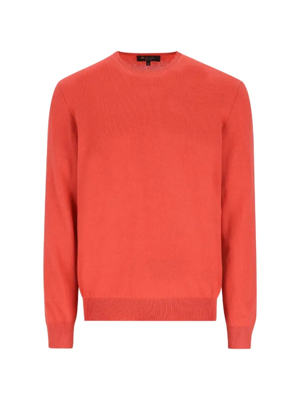 Loro Piana Ribbed Crew Neck Sweater in Orange