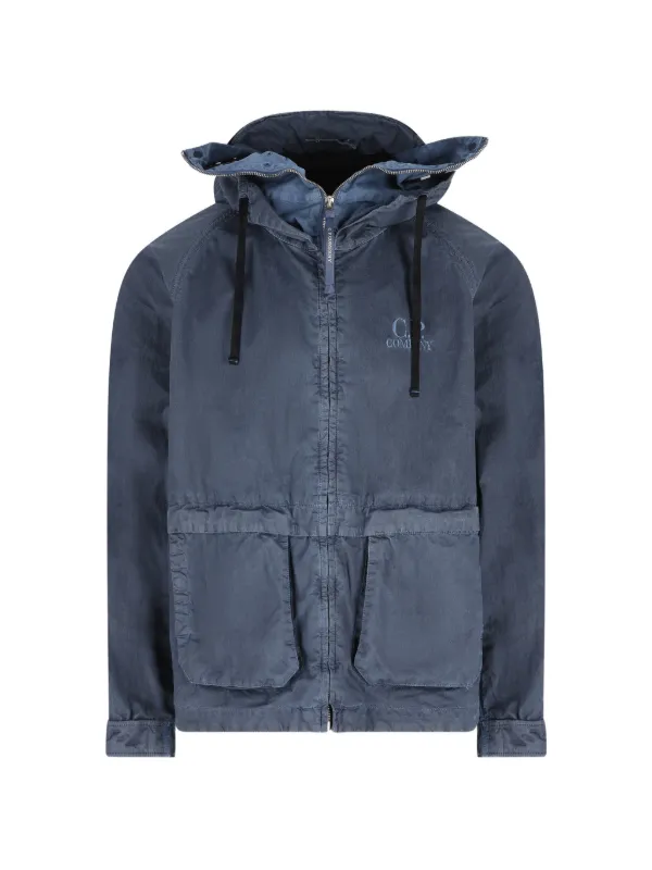 ジャケット・アウター CP company Gabardine Full Zip Hoodie L C.P. Company Hooded zip-up Jacket | Blue | FARFETCH