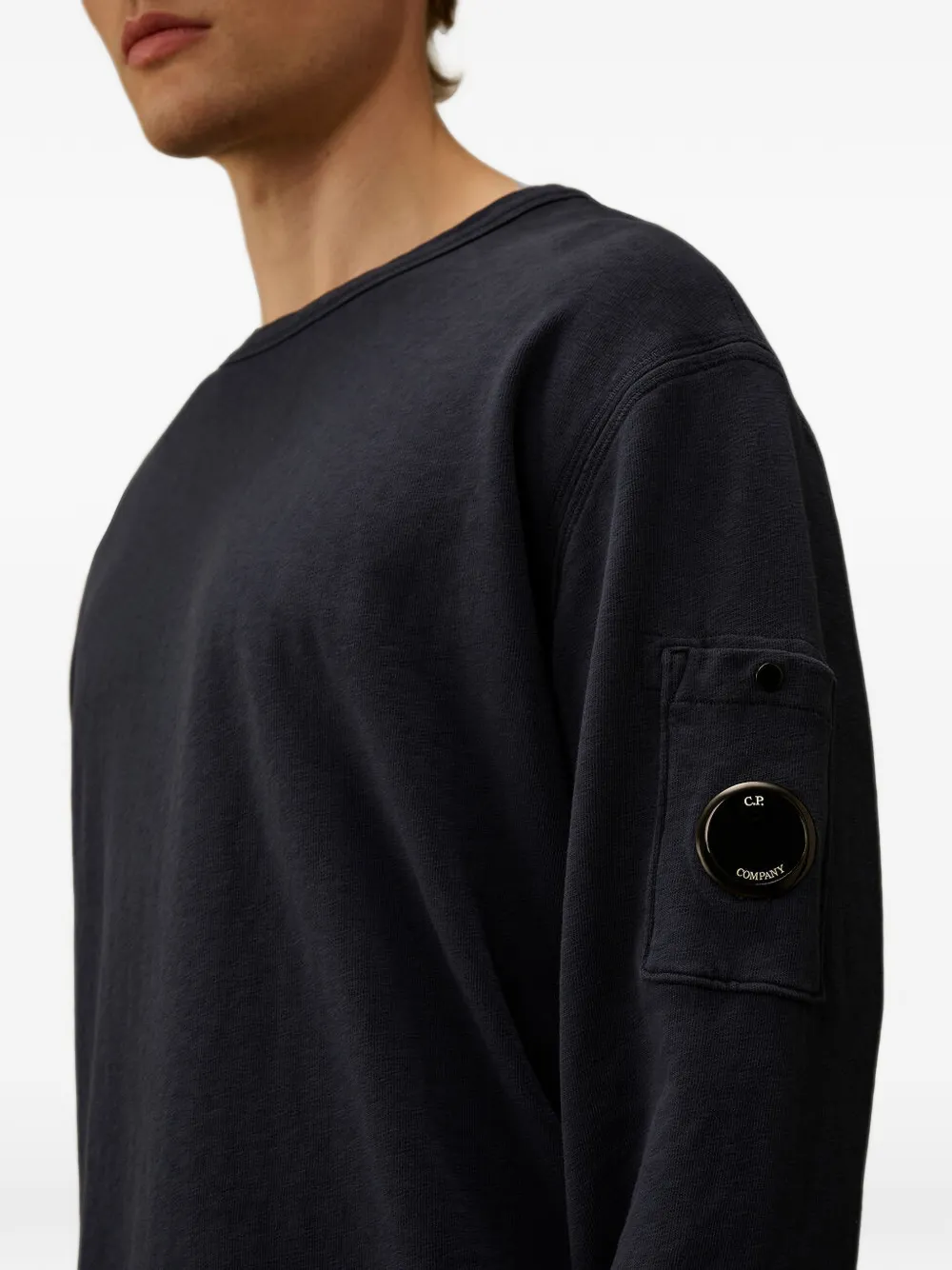 C.P. Company Malfilè-fleece Lens sweater met ronde hals Blauw