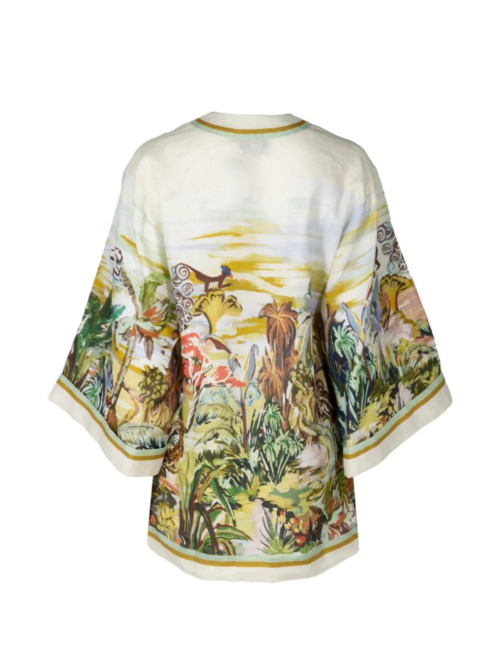 ALEMAIS Jungle Boogie mini-jurk met V-hals en print Beige