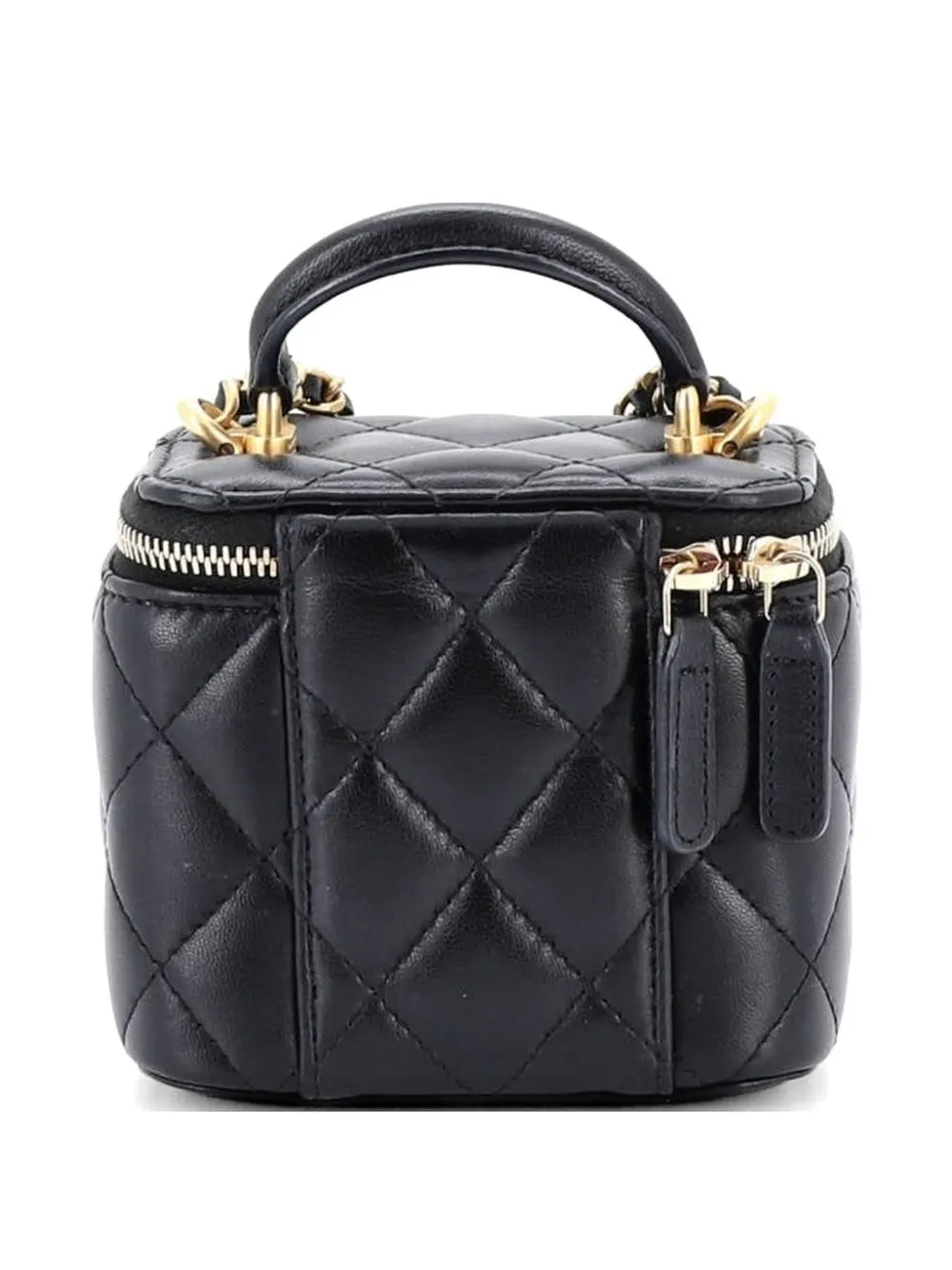 CHANEL Pre-Owned Classic Top Handle Vanity Case with Chain Quilted Lambskin Mini crossbody bag - Nero