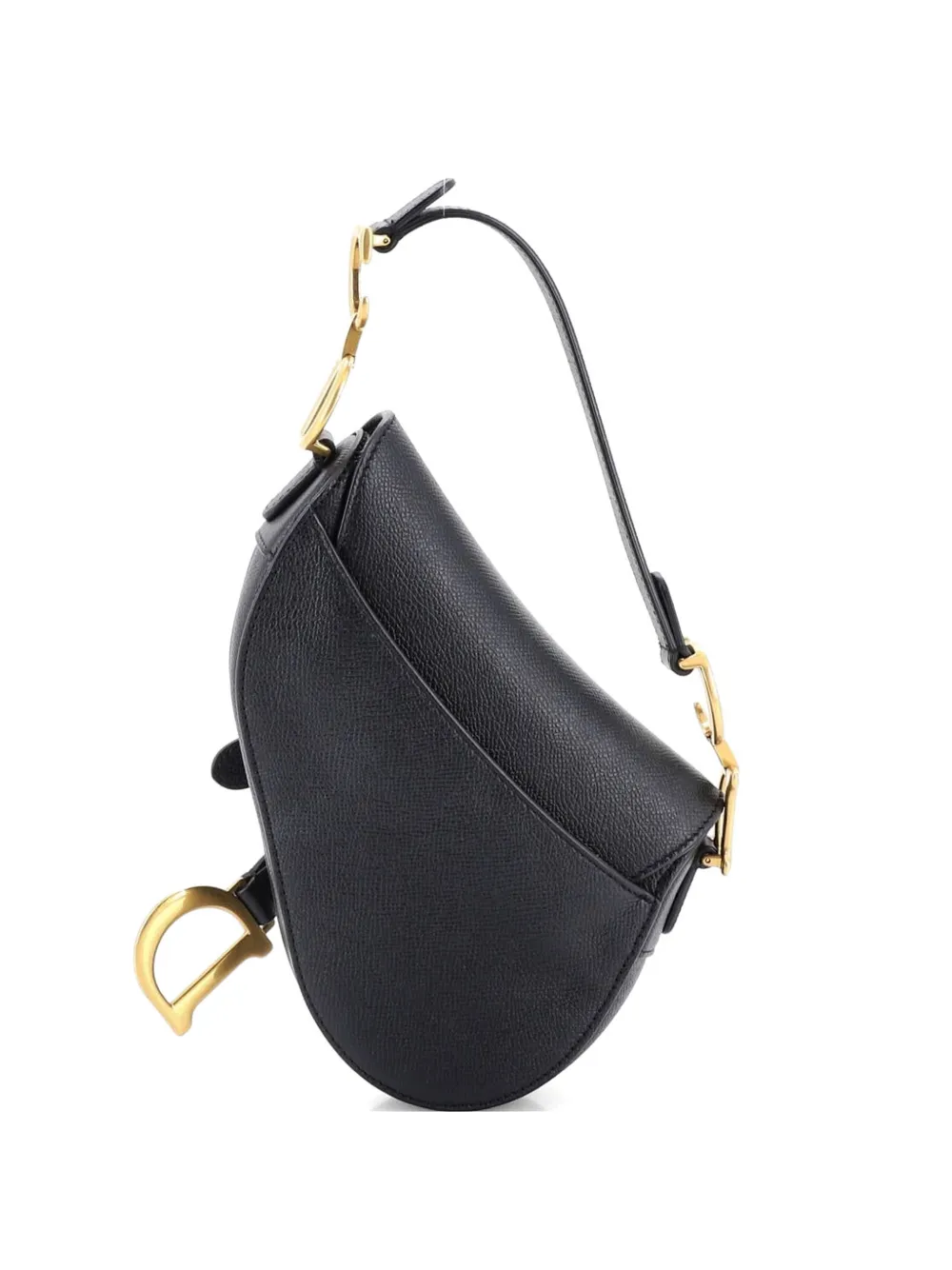 Pre-owned Dior Saddle Handbag Leather Mini Shoulder Bag In Black