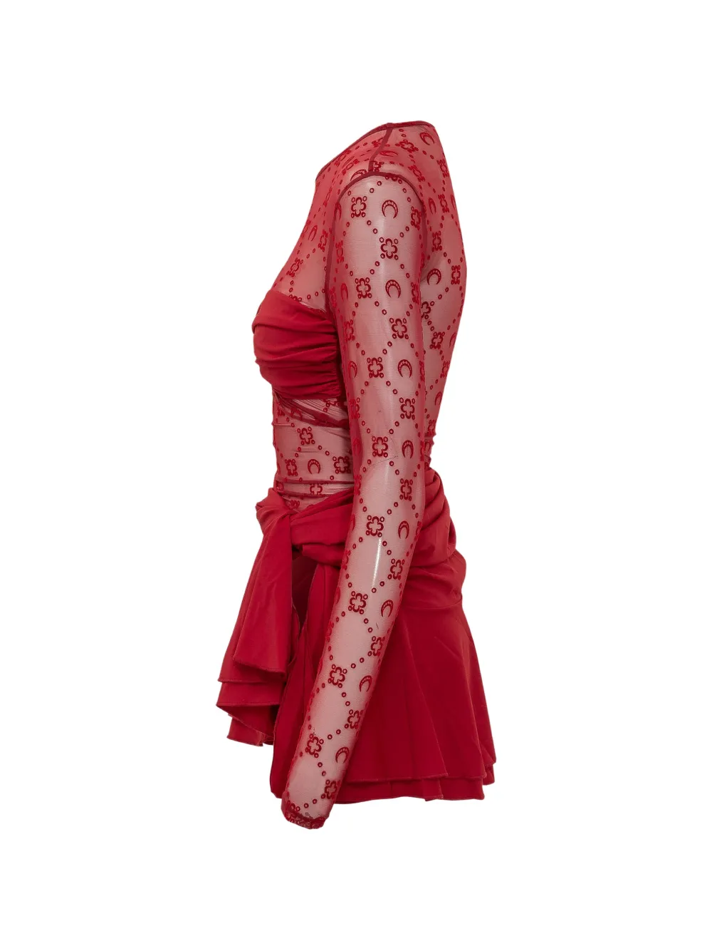 Marine Serre Gedrapeerde jurk met monogram Rood