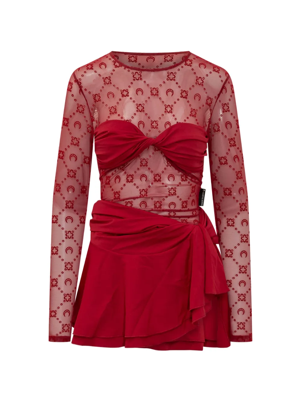 Marine Serre Moonogram draped dress - Rosso
