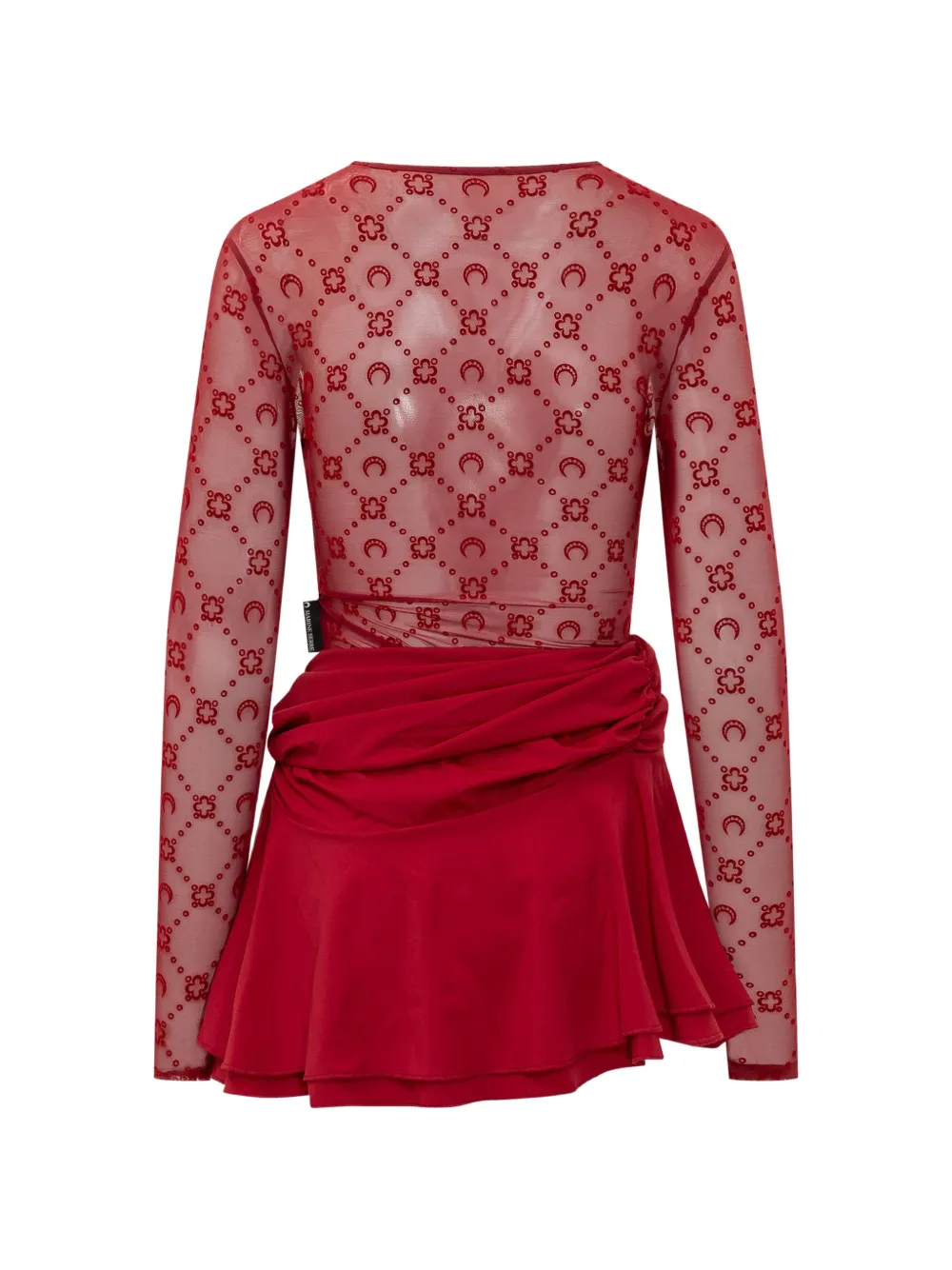 Marine Serre Gedrapeerde jurk met monogram Rood