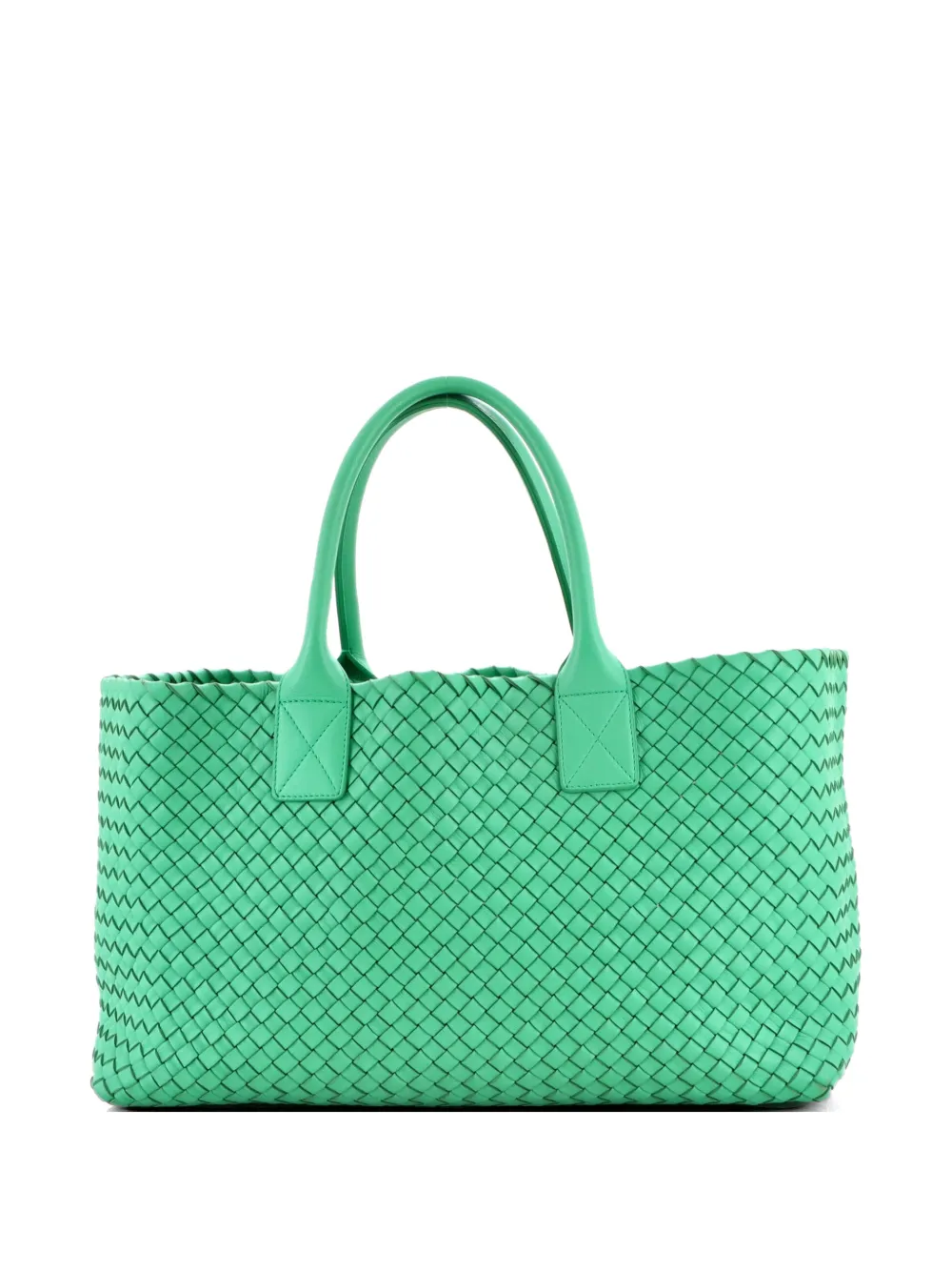 Pre-owned Bottega Veneta Cabat Intrecciato Nappa Medium Tote Bag In Green