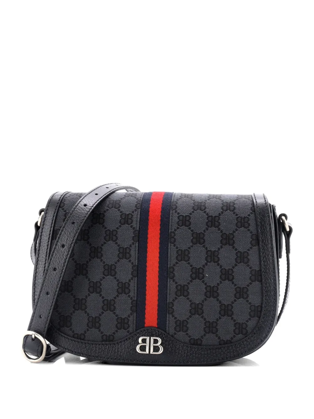 Gucci Pre-Owned x Balenciaga The Hacker Project Flap Messenger Bag BB Canvas Medium crossbody bag - Nero