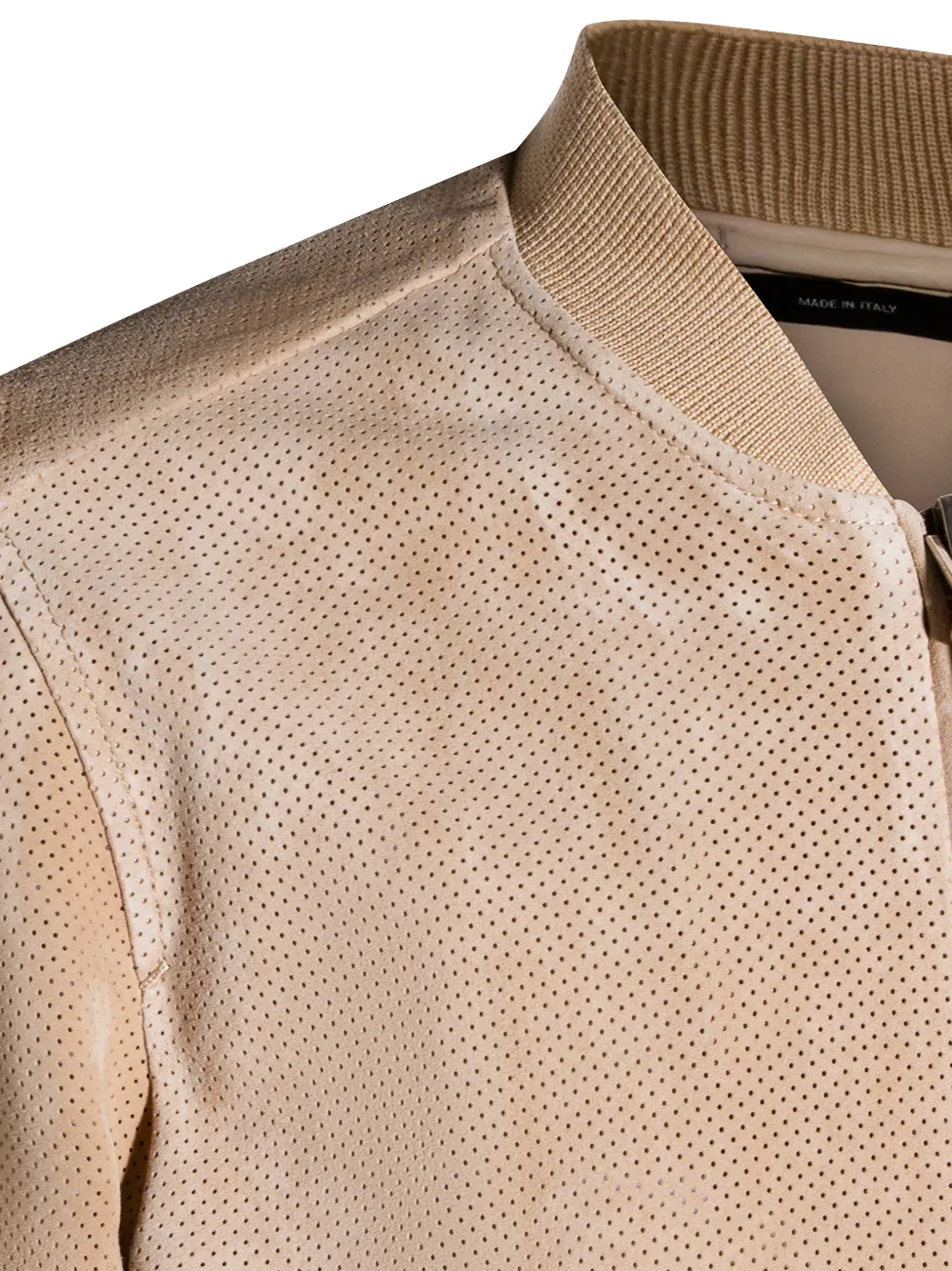 Tom Ford Perforated Bomber Jacket In Neutral