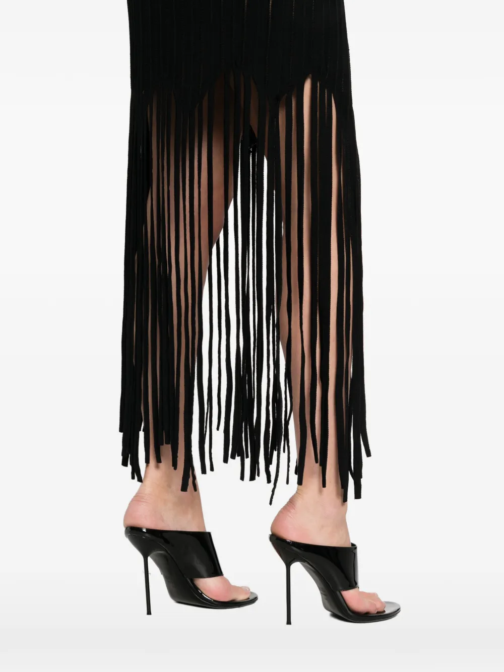 Balmain Mini-jurk met franje Zwart
