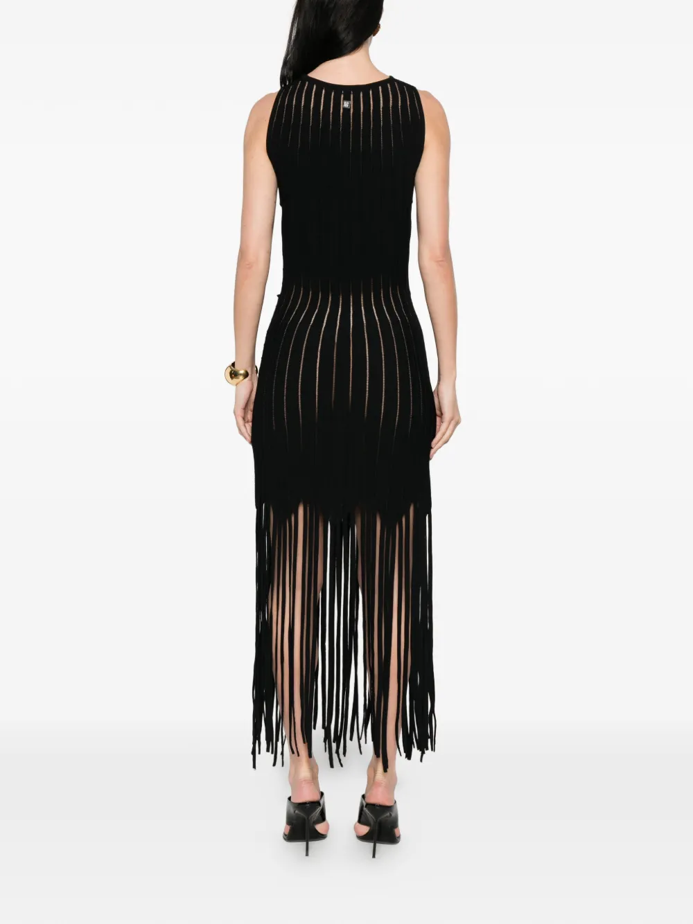 Balmain Mini-jurk met franje Zwart