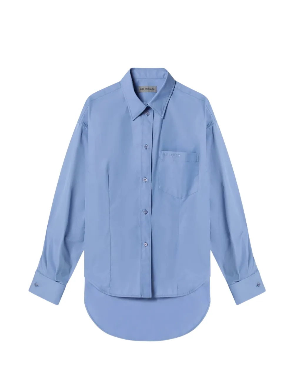 Balenciaga logo-embroidered curved-hem shirt - Blau