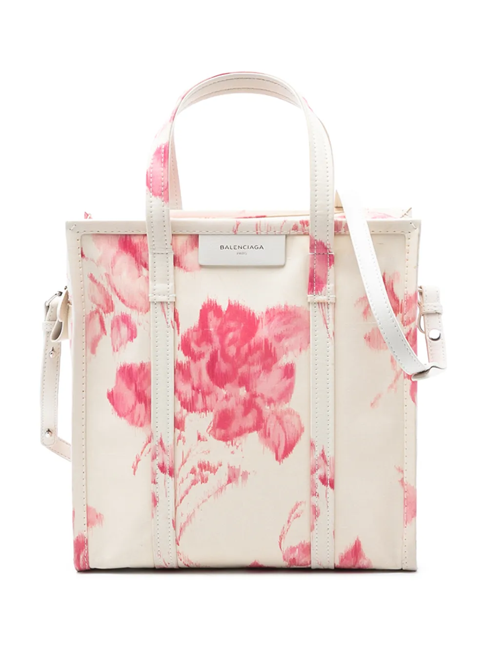 Balenciaga Pre-Owned 2017 S Floral Printed Silk Bazar Shopper tote bag - Bianco