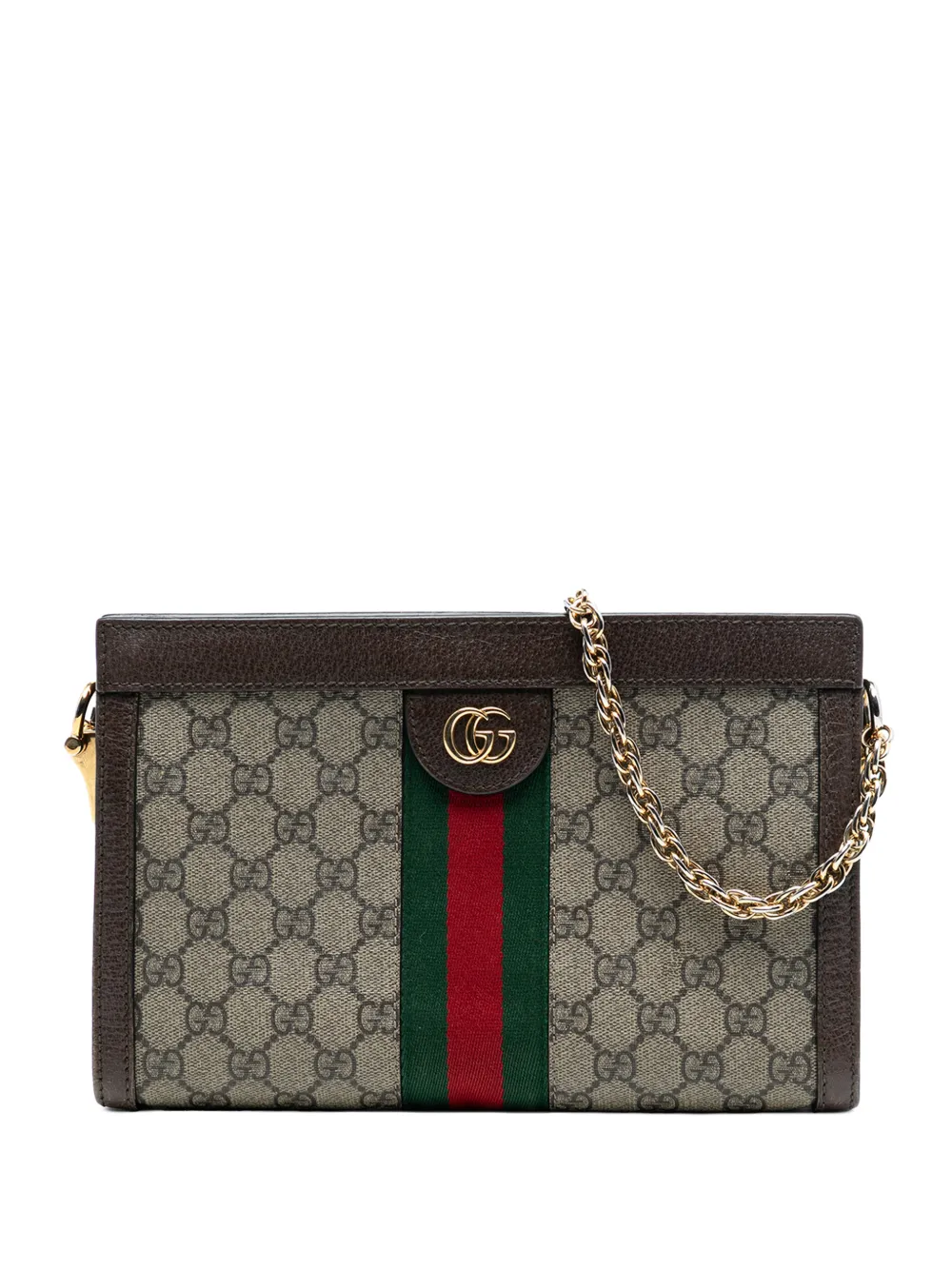 Gucci Pre-Owned 2016-2026 Small GG Supreme Web Ophidia Chain crossbody bag - Marrone