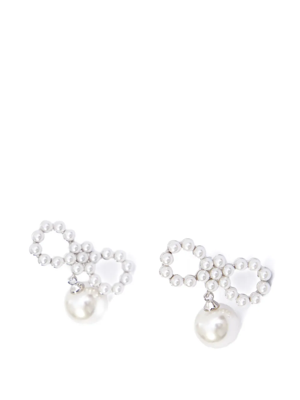 Self-Portrait white pearl bow earrings - Argento
