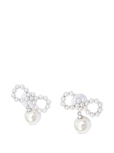 Self-Portrait boucles d'oreilles à détail de nœud et perle blanche