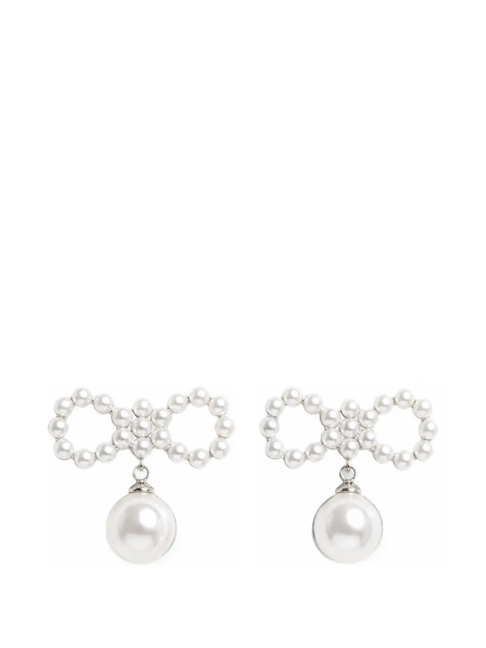 Self-Portrait white pearl bow earrings