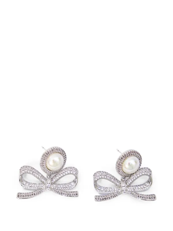 Self-Portrait Bow-detail Drop Earrings in Silver