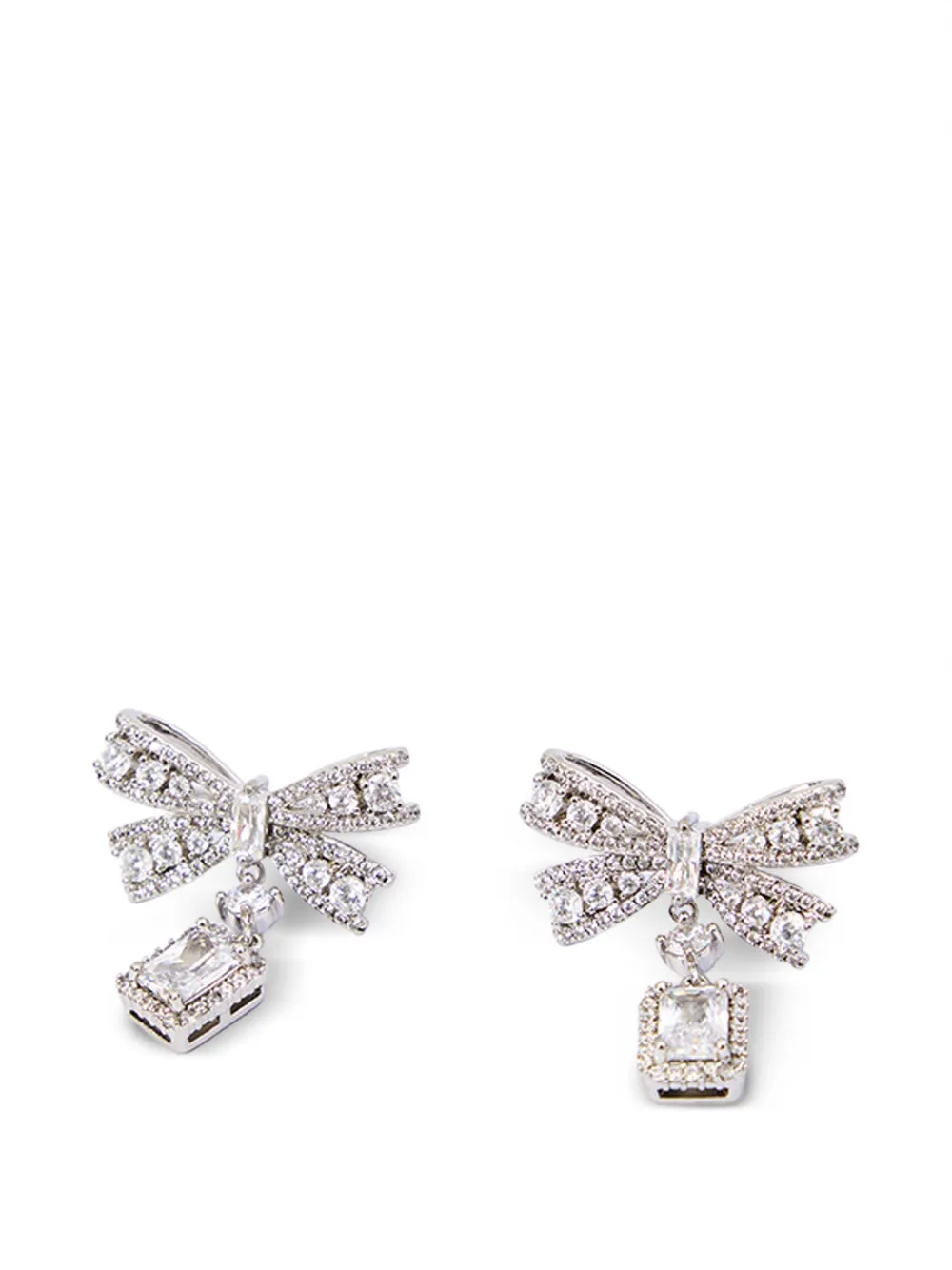 Self-Portrait crystal bow drop earrings - Silber