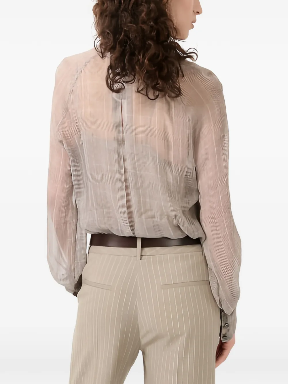 Barbara Bui Geruite blouse met gestrikte hals Grijs