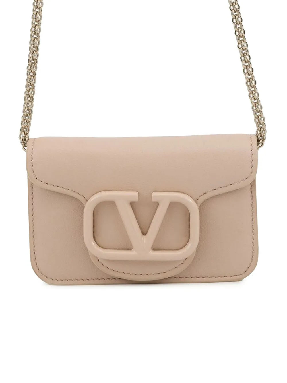 Valentino Garavani Pre-Owned 2018-2026 Leather VLogo Card Case on Chain crossbody bag - Rosa