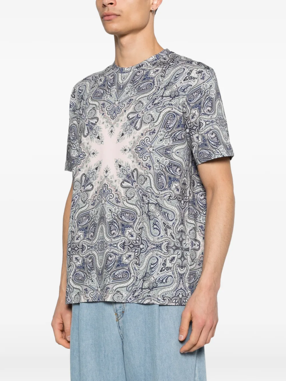ETRO T-shirt met paisley-print Blauw