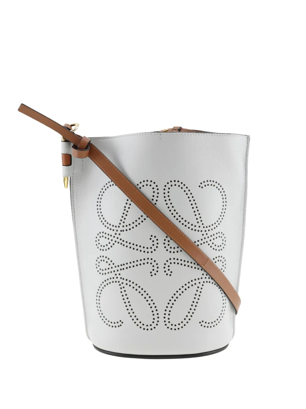 Loewe Pre-Owned 2019-2026 Perforated Leather Anagram Gate bucket bag - Bianco