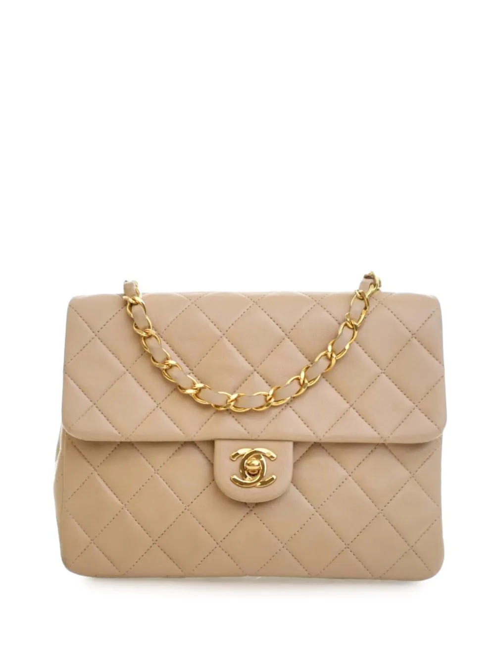 CHANEL Pre-Owned 1991-1994 Small Square Quilted Lambskin Flap crossbody bag - Marrone