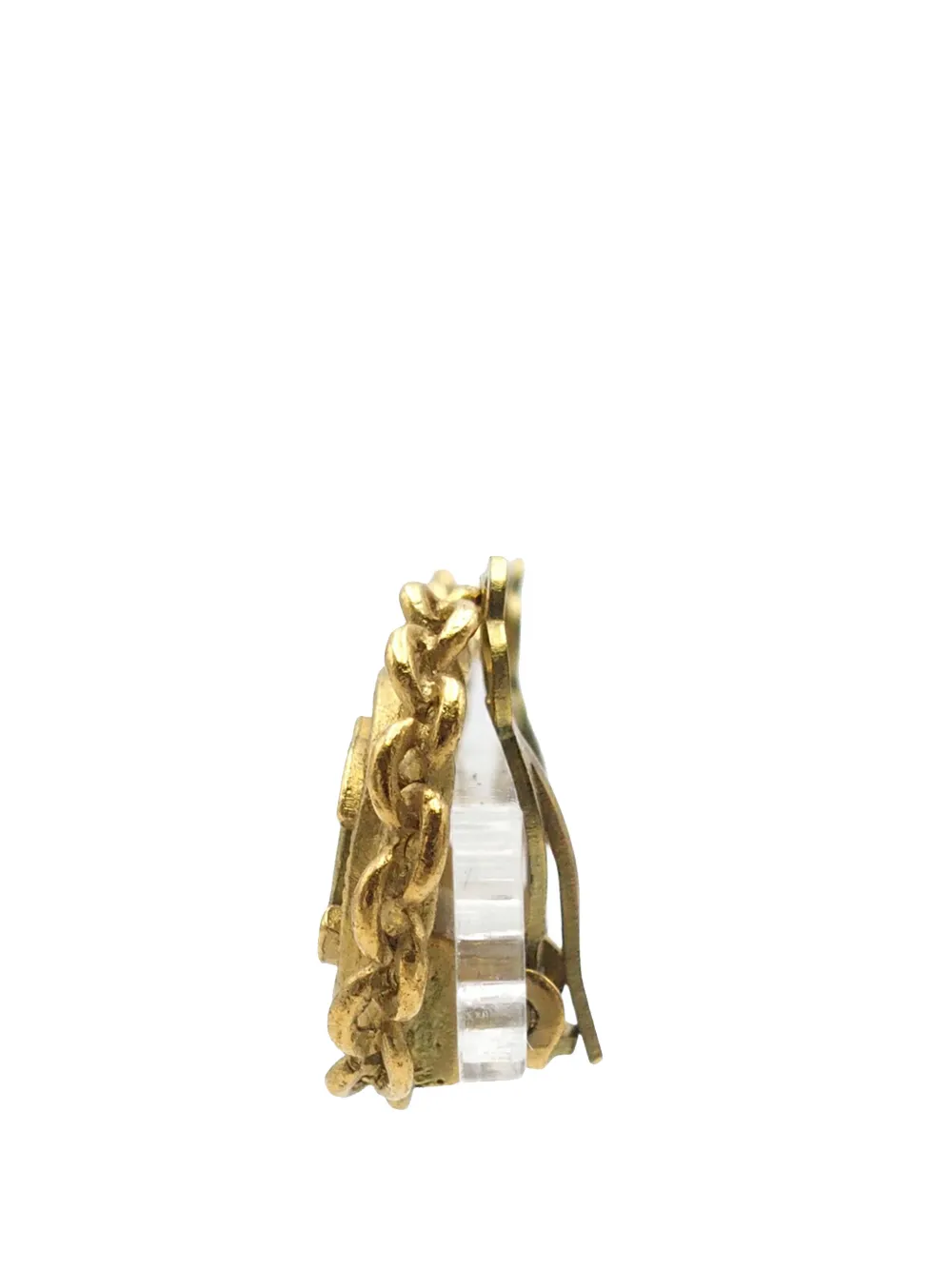 1995 Gold Plated Cc Chain Round Clip On Earrings Costume Earrings