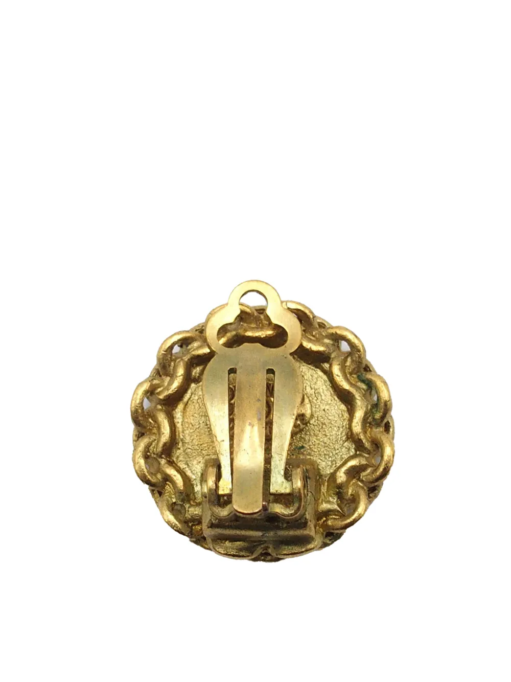 1995 Gold Plated Cc Chain Round Clip On Earrings Costume Earrings