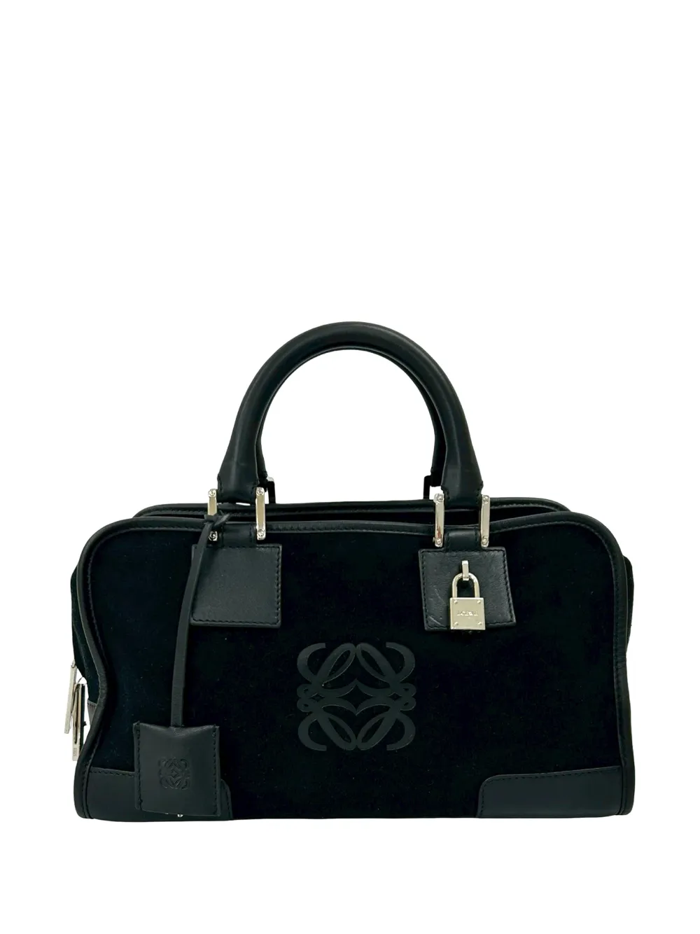 Loewe Pre-Owned 2021 Suede Amazona 28 handbag - Nero