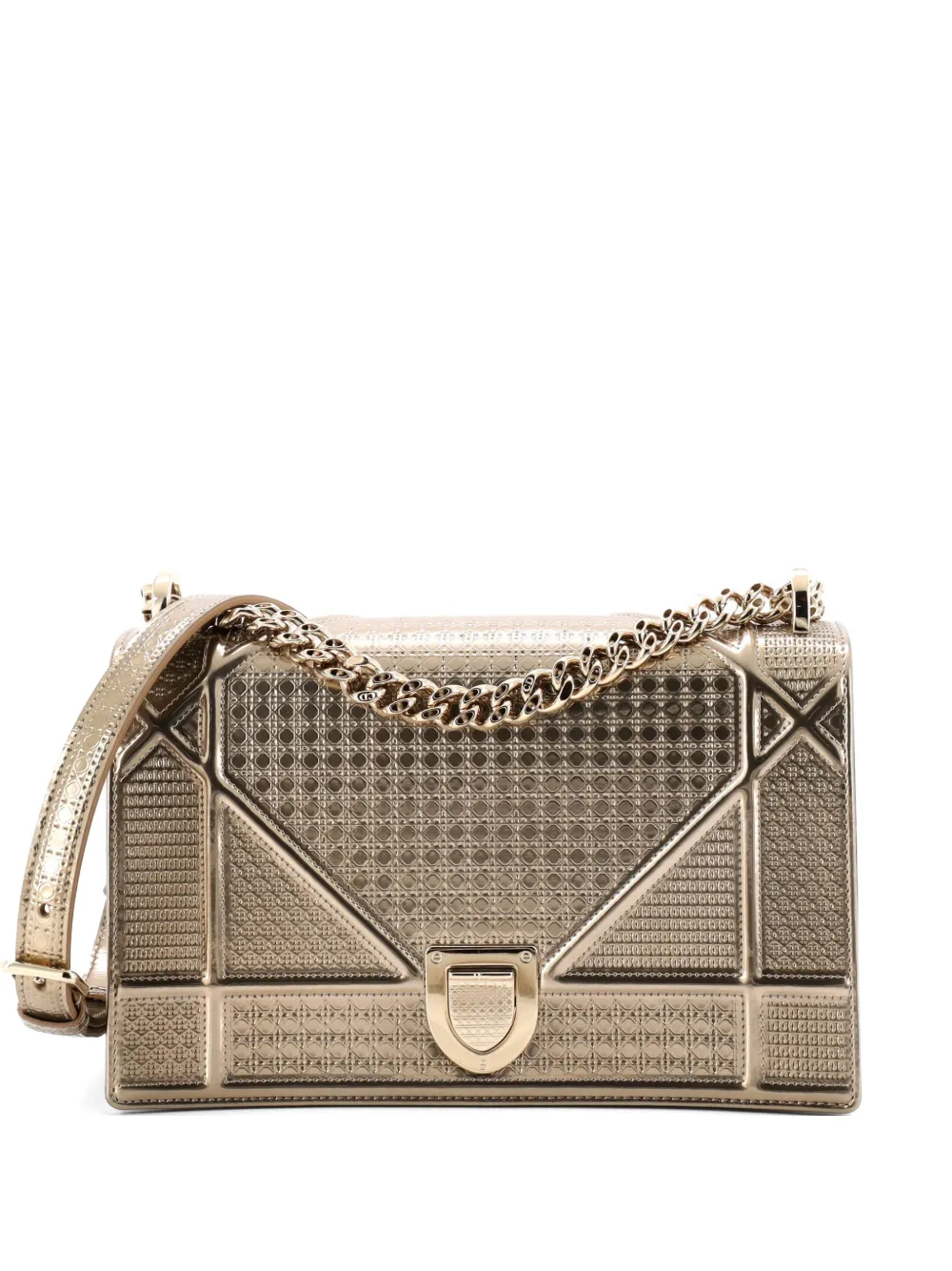 Christian Dior Pre-Owned Diorama Flap Bag Cannage Embossed Calfskin Medium shoulder bag - Effetto metallizzato
