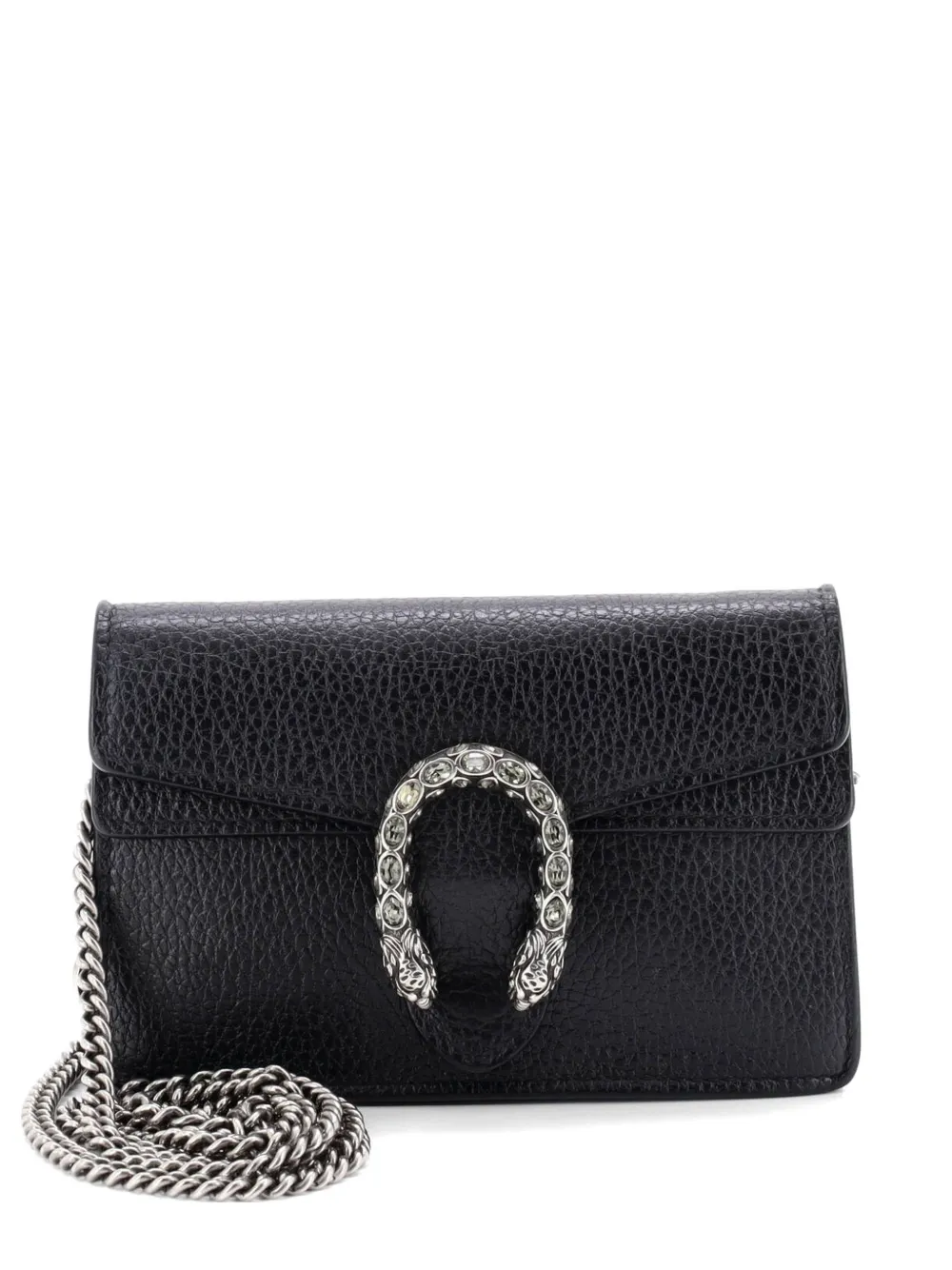 Pre-owned Gucci Dionysus Bag Leather Super Mini Clutch Bag In Black