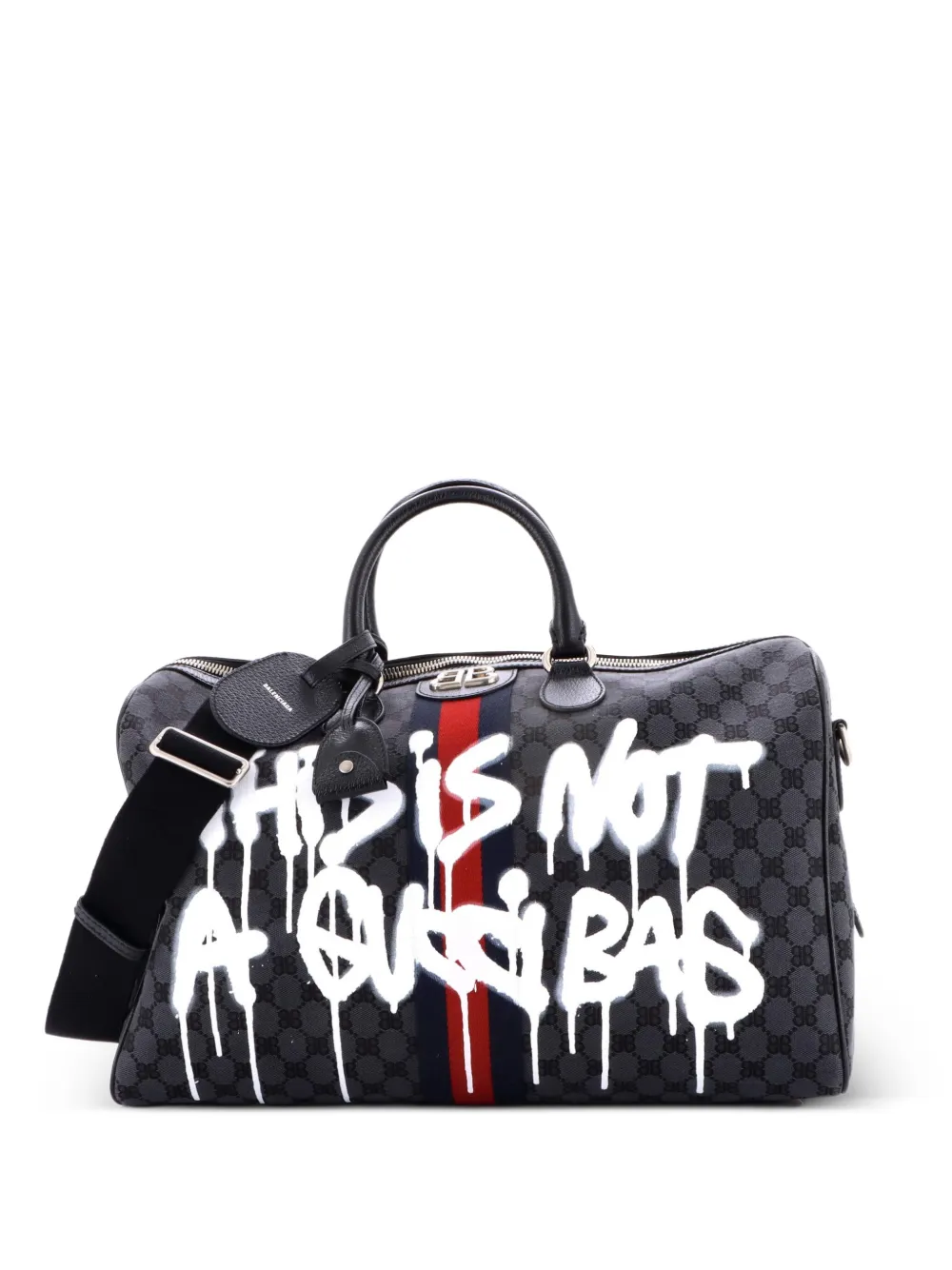 Balenciaga Pre-Owned x Gucci The Hacker Project Duffle Bag Graffiti BB Canvas Medium travel bag - Nero