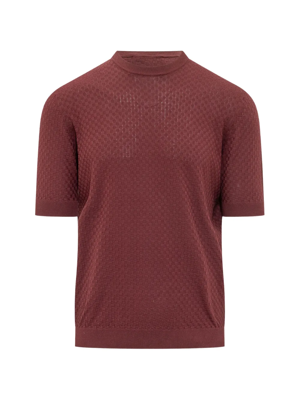 Filippo De Laurentiis checkerboard-knit short-sleeve sweater - Rosso