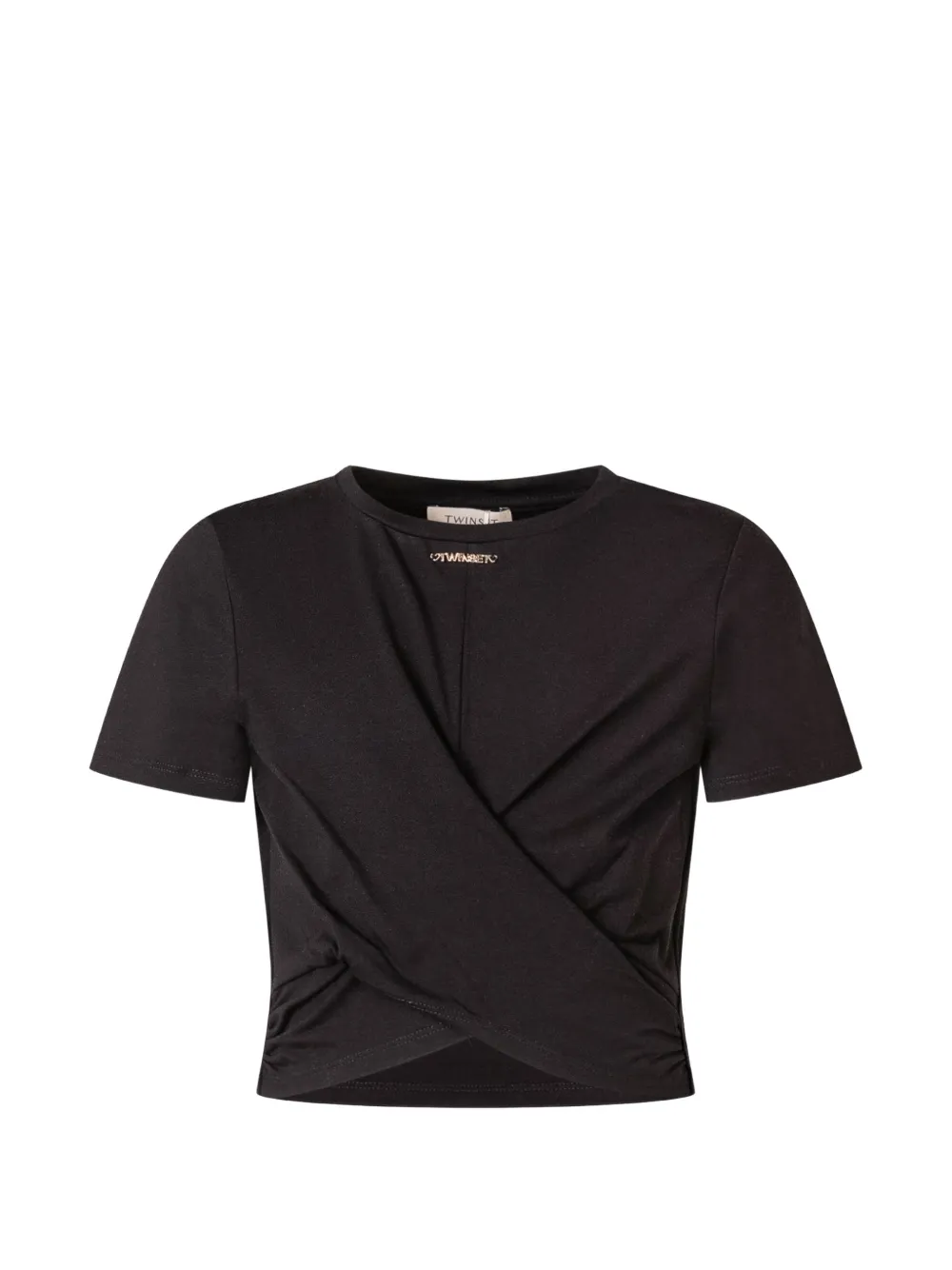 TWINSET Kids crossover-front logo-plaque T-shirt - Nero