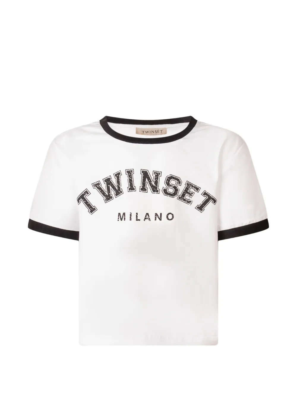 TWINSET Kids logo-print ringer T-shirt - Bianco