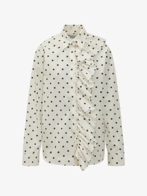 MSGM ruffled polka-dot shirt
