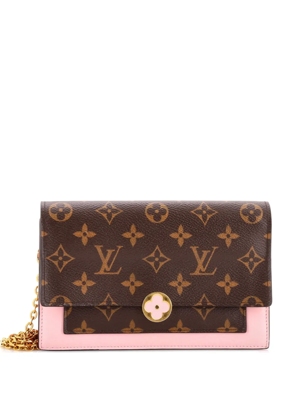 Louis Vuitton Pre-Owned Flore Chain Wallet Monogram Canvas with Leather clutch bag - Marrone