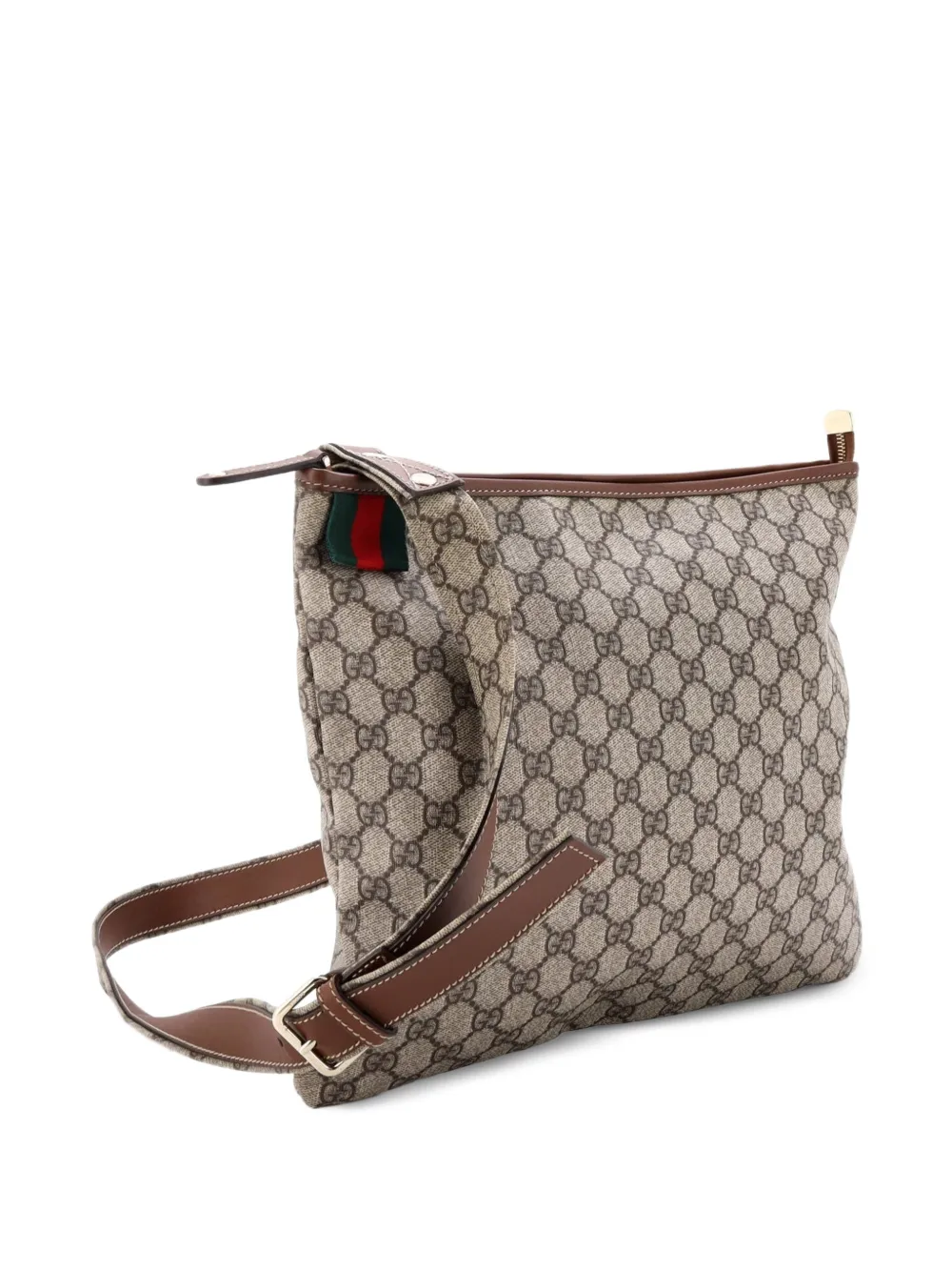Web Loop Flat Messenger Gg Coated Canvas Large Crossbody Bag