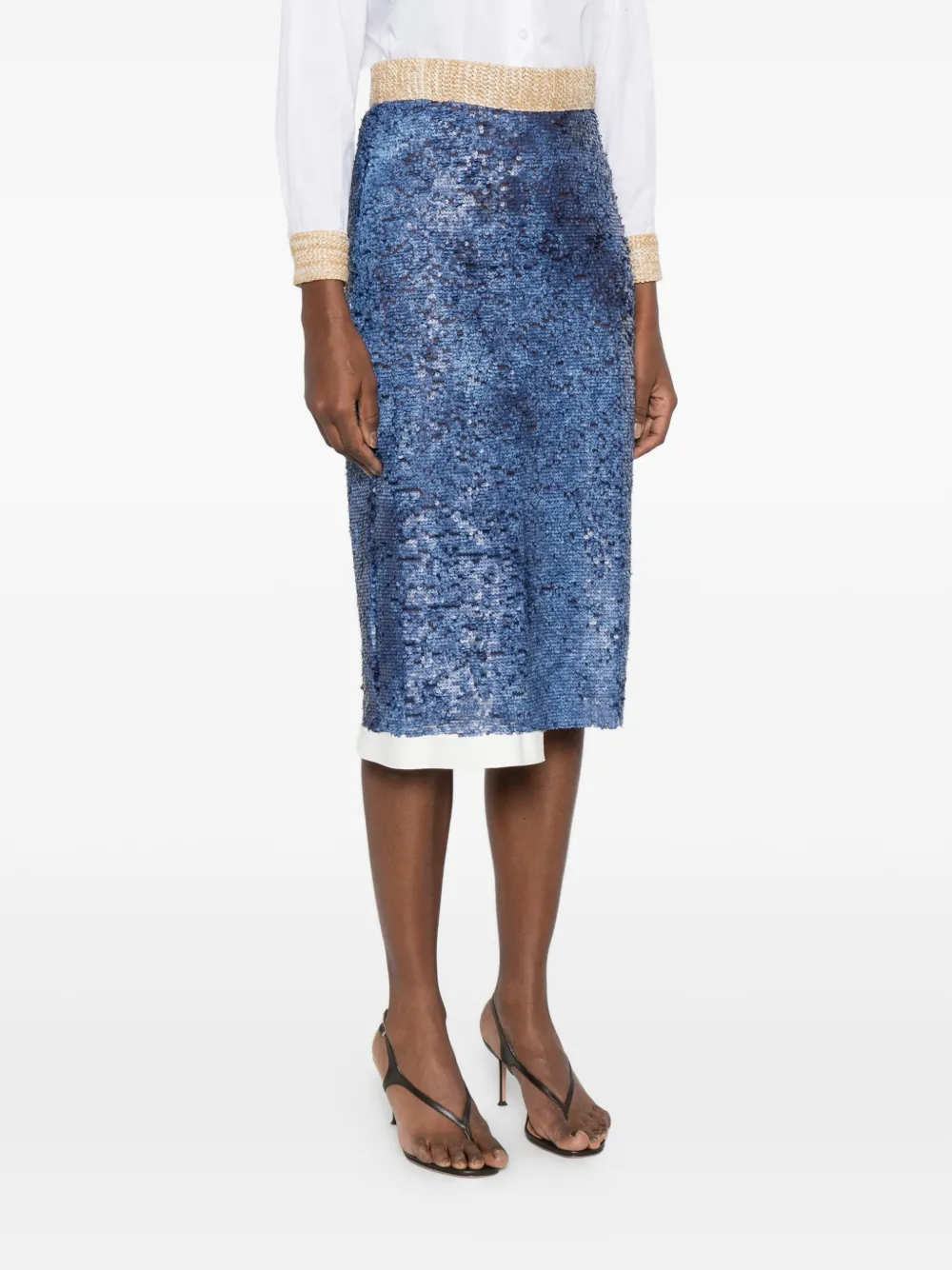  Rosanna Ocampo Sequin-embellishment Midi Skirt - Blue 