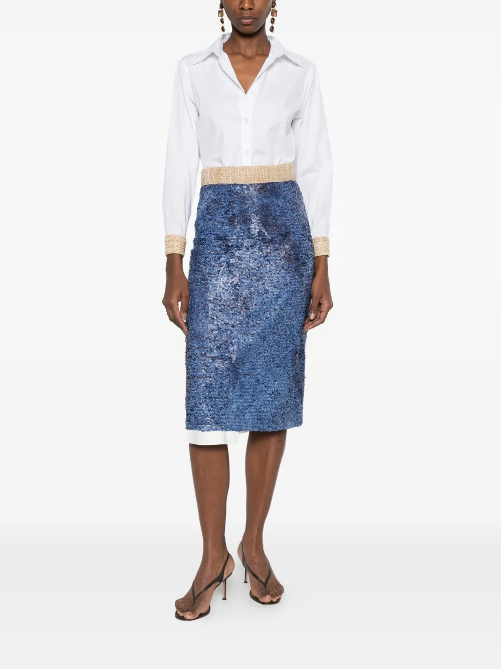  Rosanna Ocampo Sequin-embellishment Midi Skirt - Blue 