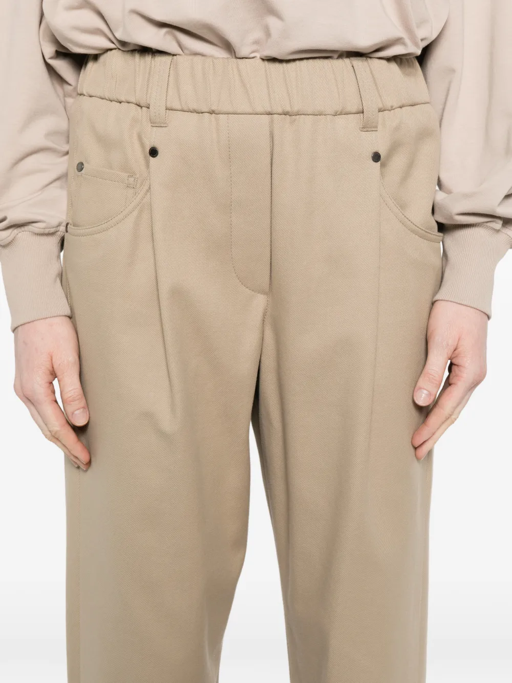 Brunello Cucinelli Broek met elastische taille Beige