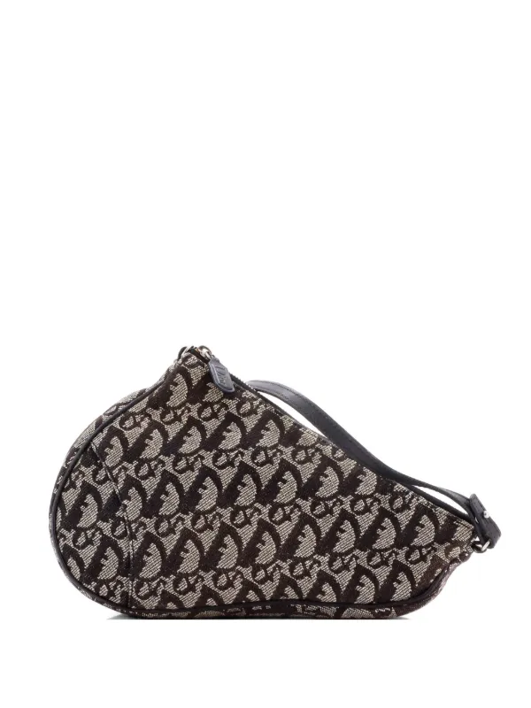 Dior Pre-owned Vintage Saddle Bag Diorissimo Canvas Mini Clutch Bag in Black