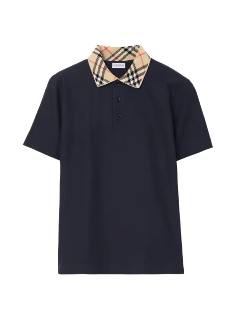 Burberry Check-collar cotton polo shirt